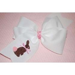 Baby's Embroidered Chocolate Bunny Bow