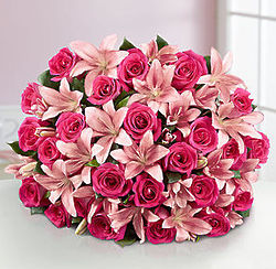 Deluxe Pink Rose & Lily Bouquet Bouquet