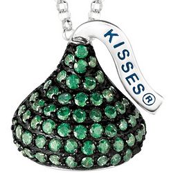 Sterling Silver May Birthstone Hershey's Kiss Necklace