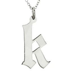 Sterling Silver Gothic Initial Pendant