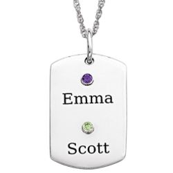 Couple's Personalized Set For Life Name and Birthstone Necklace