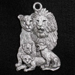 Lion Family Pewter Ornament