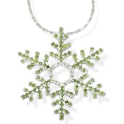 Green Diamonds 14 Karat White Gold Snowflake Pendant