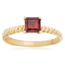 Garnet Twisted Solitaire Ring in 14 Karat Yellow Gold