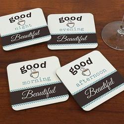 Good Day Personalized Wooden Coasters