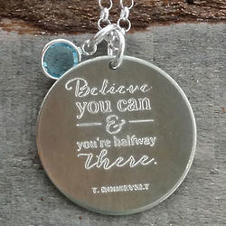 Believe You Can Graduation Disc Necklace with Birthstone Charm