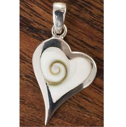 Shiva Eye Seashell Sterling Heart Pendant