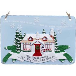 House with Banner Plaque Personalized Christmas Ornament