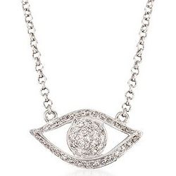 Diamond Evil Eye Talisman Necklace in Sterling Silver