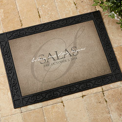 The Heart of Our Home Recycled Rubber Back Personalized Doormat