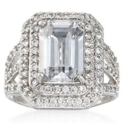Emerald Cut Cubic Zirconia Cocktail Ring in Sterling Silver