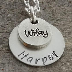 Wifey Personalized Hand Stamped Disc Necklace