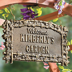 Personalized Antique Copper Hanging Garden Sign