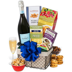 A Toast to Christmas Champagne and Snacks Gift Basket
