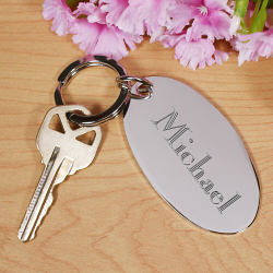 Engraved Name Silver Keychain