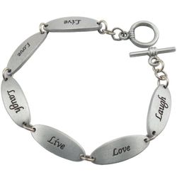Live Love Laugh Personalized Pewter Bracelet