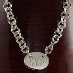 16" Link Necklace with Personalized Oval Centerpiece