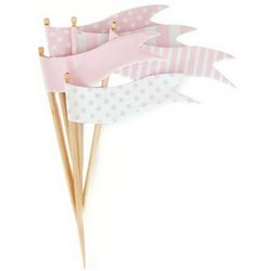 Pink Flag Cupcake Toppers