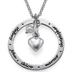 Personalized Sterling Silver Mother's Charm Necklace