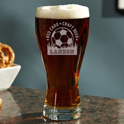 Red Card Soccer Personalized Pilsner Glass