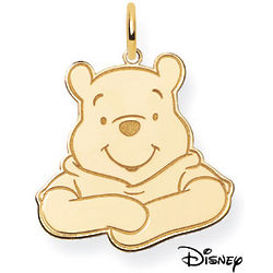 Winnie the Pooh 14K Solid Yellow Gold Pendant,