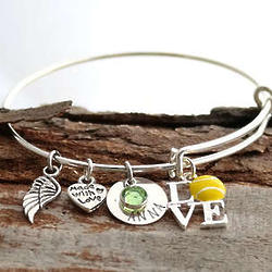 Tennis Themed Personalized Adjustable Wire Bangle Bracelet