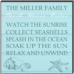 Personalized Beach House Rules Wall Panel