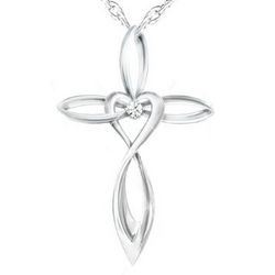 Diamond Cross Pendant For Daughter with Name-Engraved Charm