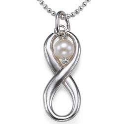 Vertical Infinity Necklace with Freshwater Pearl