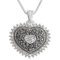 Grey Pave Cubic Zirconia Heart Necklace