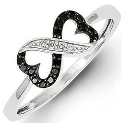 Two Heart Black Diamond Promise Ring