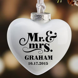 Happy Couple Personalized Mr. and Mrs. Heart Ornament