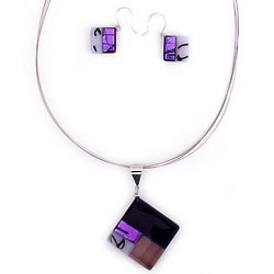 Purple Dream Dichroic Art Glass Jewelry Set