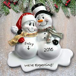 Personalized We're Expecting! Snowmen Ornament