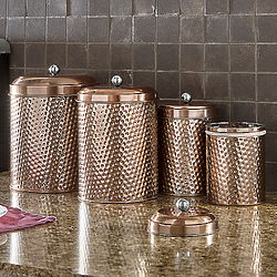 Mauritius 4 Piece Hammered Copper Canister Set