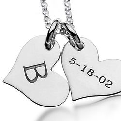 Personalized Necklace with 2 Sterling Silver Heart Tags