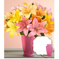 Royal Spring Lilies for Mom with Pink Vase