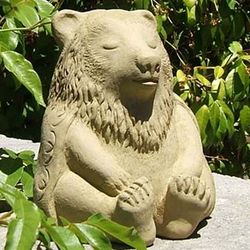 Cast Stone Meditating Bear