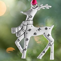 Reindeer Pewter Christmas Ornament