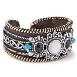 Gemstone Leather Cuff Bracelet