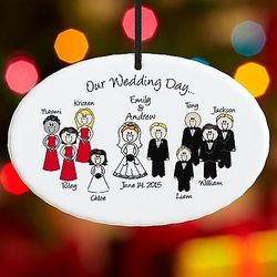 Personalized Wedding Party Characters Oval Ornament