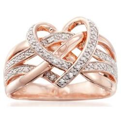 18-Karat Gold-Plated Diamond Heart Knot Ring