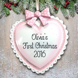 Baby Girl's Personalized Heart Ornament