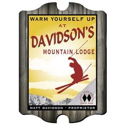 Personalized Vintage Ski Lodge Pub Sign