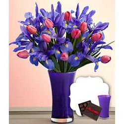 Mom's Delight Bouquet with Purple Vase and Chocolates