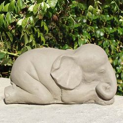Cast Stone Sleeping Baby Elephant Garden Statue