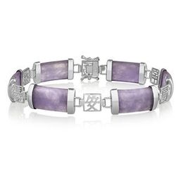 Purple Jade Bracelet in Sterling Silver