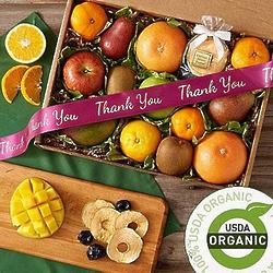 Organic Fresh and Dried Fruit with Thank You Ribbon
