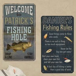 Personalized Gone Fishin' Metal Signs