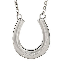Sterling Silver Engraveable Horseshoe Necklace